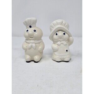 1988 Pillsbury Doughboy Boy Girl Poppin Fresh Poppie Ceramic Salt Pepper Shakers